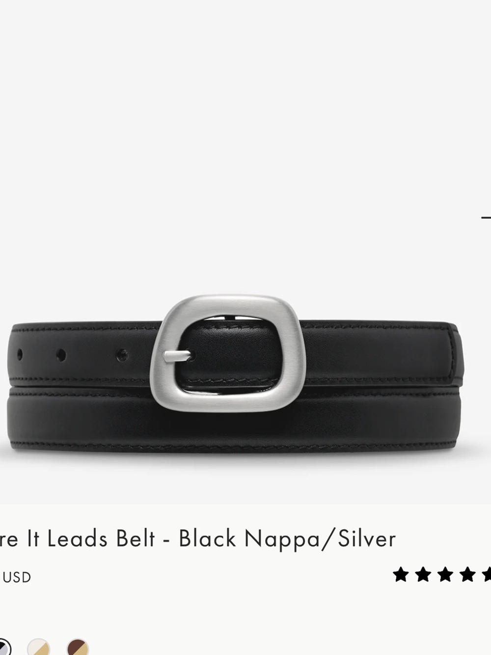 Status Anxiety Black Nappa Belt with Silver Buckle